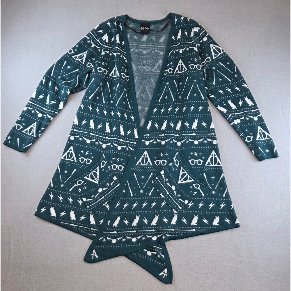 Torrid Harry Potter Deathly Hallows Fair Isle Green Cardigan Sweater Plus 1X 1